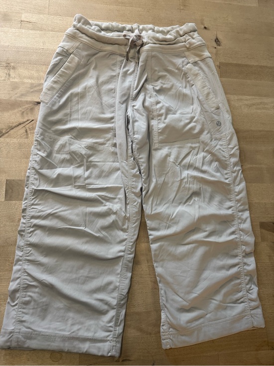 lululemon athletica Pants - lululemon athletica light gray Studio Drawstring Capri Pants